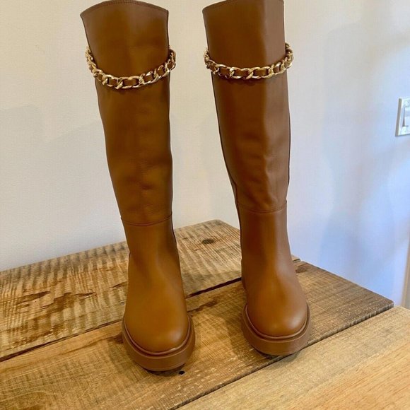 ALOHAS Brown Leather Sole Pier Tall Boots with Chain size 38 and 40 available - Picture 10 of 14